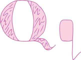 Fototapete - capital letter Q and lowercase letter q hand drawn with curved purple lines with light pink fill