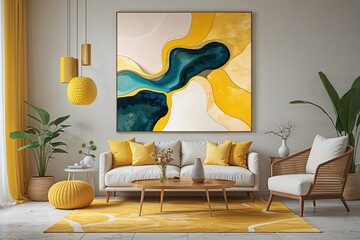 Poster - lemon inspired abstract art featuring vibrant colors and contemporary design