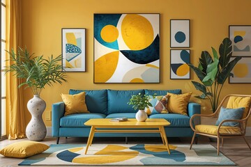 Poster - lemon inspired abstract art featuring vibrant colors and contemporary design