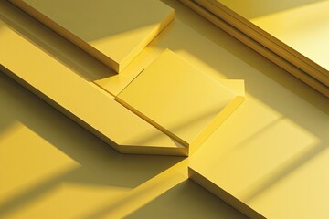Poster - Modern Abstract Yellow Geometric Background with Stripes and Shadows for Business Design Use