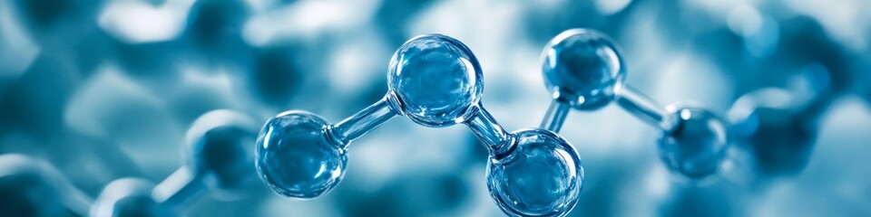 Poster - Glowing Blue Molecular Structure With Connected Nodes Vibrant Saturated Tones Scientific Background