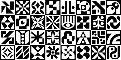 Wall Mural - abstract geometric pattern. geometric icons design elements. trendy minimalist basic figures