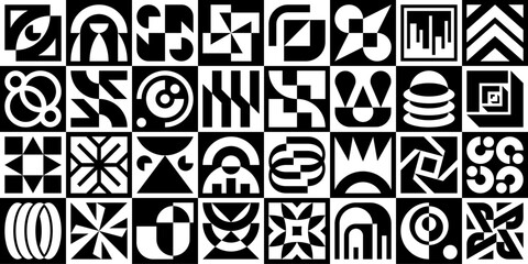 Wall Mural - abstract geometric pattern. geometric icons design elements. trendy minimalist basic figures