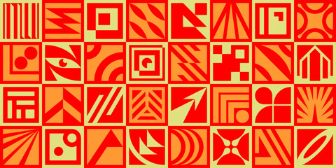 Wall Mural - abstract geometric pattern. geometric icons design elements. trendy minimalist basic figures