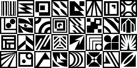 Wall Mural - abstract geometric pattern. geometric icons design elements. trendy minimalist basic figures