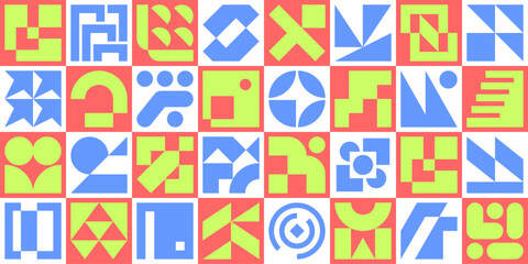 Wall Mural - abstract geometric pattern. geometric icons design elements. trendy minimalist basic figures