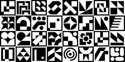 Poster - Abstract geometric pattern. Geometric Icons Design Elements. Trendy minimalist basic figures