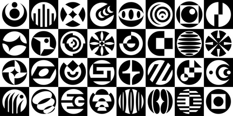 Wall Mural - abstract geometric pattern. geometric icons design elements. trendy minimalist basic figures