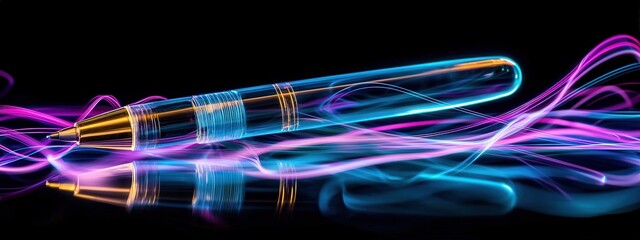 Poster - A glowing digital pen creating vivid trails.