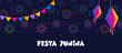 © jennylipmic - Festa junina poster . Summer brazilian carnival banner with icons of music, lanterns, flowers, hats and flags. june festival in Brazil, vector illustration