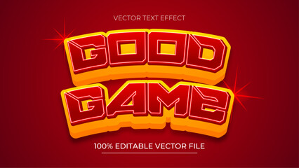 Poster - Good Game Editable text effect in futuristic games style red and orange color