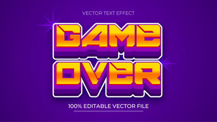 Poster - Game Over Vector Text Effect Editable Alphabet Gamer Purple Player Gaming