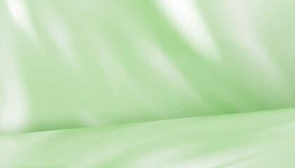 Leinwandbilder - Background green light,shadow texture overlay on white wall for product present,Spring background 3D Studio room,podium display with drop diagonal prism light effect on floor