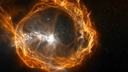 Wall Mural - cosmic explosion creates fiery ring in deep space with vibrant colors and swirling gases during stel