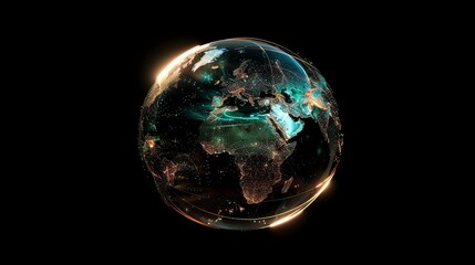 Poster - A 3D render of a futuristic globe with glowing lines and dots, representing global connectivity.