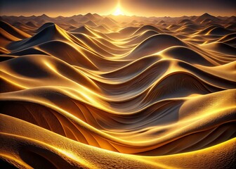 Poster - 4K Abstract Fluid Dunes: Beige, Sand, Golden Waves Motion Background