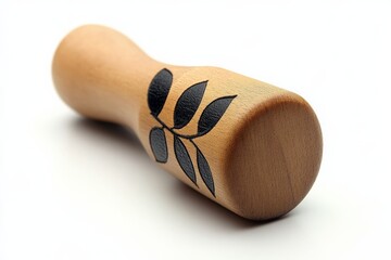 Poster - Wooden stamp with leaf design used for crafting and printing on materials such as paper and fabric