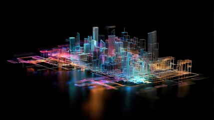 Poster - A holographic map highlighting prime real estate hotspots.