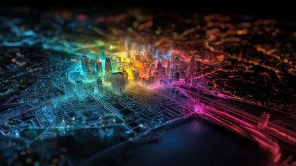 Poster - A holographic map highlighting prime real estate hotspots.