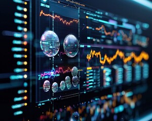Poster - A holographic medicine cabinet displaying glowing pills and data charts.