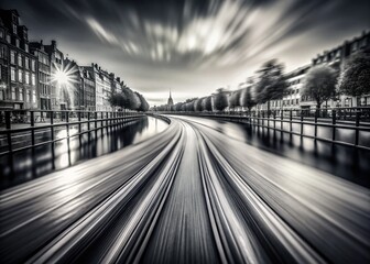 Poster - Abstract Black and White Tilt-Shift Background: Smooth Lines, Minimalist Design