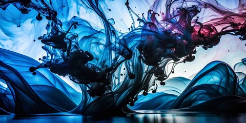 Poster - Abstract Black Ink Swirl in Water - Minimalist Artistic Photography