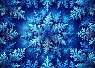Poster - abstract blue fractal winter pattern on dark background - modern design stock photo