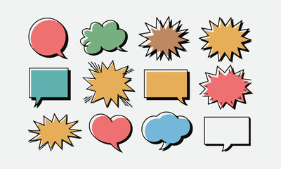 Poster - a collection of various speech bubbles in a modern vector-style, outlined in black on a white backgr