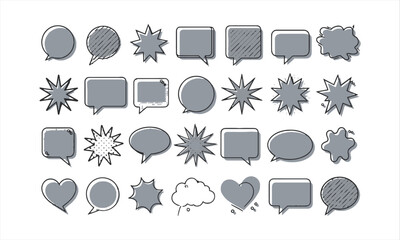 Poster - a collection of various speech bubbles in a modern vector-style, outlined in black on a white backgr