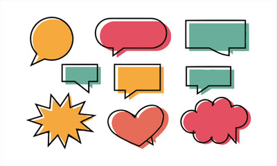 Poster - a collection of various speech bubbles in a modern vector-style, outlined in black on a white backgr