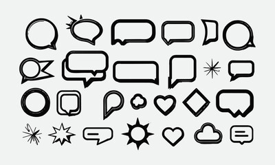 Poster - a collection of various speech bubbles in a modern vector-style, outlined in black on a white backgr
