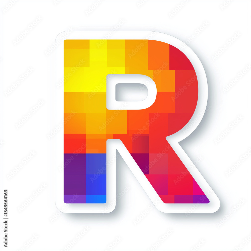 5x3 Pixel Letter R Graphic pixel letter r displaying bold colorful design, representing ...