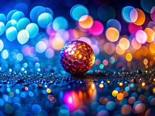 Poster - Abstract Macro Photography: Dark Blue Bokeh Lights Background