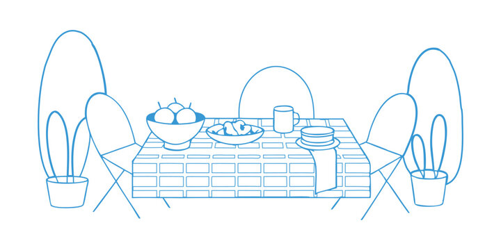 Dining Table Kitchen line art set