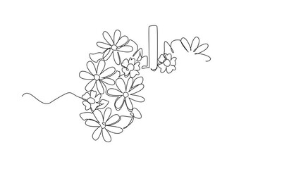 Poster - Animation of continuous one line drawing of lungs with flowers and leaves in the middle. Love lung health like caring for flowers in a garden. World Tuberculosis Day. Full length motion