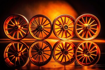 Poster - Abstract Orange Wheel Silhouette Background - Modern Design Element