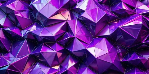 Poster - Abstract Ultraviolet Crystal Polygonal Wallpaper: Geometric Digital Art Background