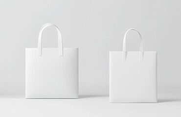 Poster - White mock up bags displayed in a minimalistic style against a neutral background for branding purposes
