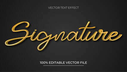 Poster - Editable text effect Signature 3d gold text vector illustration with luxury style