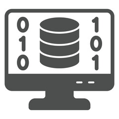 Fototapete - Disks on monitor screen solid icon, data encryption and storage concept. Vector graphics. Digital backup sign on white background, glyph style icon for mobile or web design.
