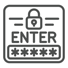 Fototapete - Enter password to unlock line icon, data protection concept. Vector graphics. Locked screen window sign on white background, outline style icon for mobile or web design.