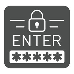 Fototapete - Enter password to unlock solid icon, data protection concept. Vector graphics. Locked screen window sign on white background, glyph style icon for mobile or web design.