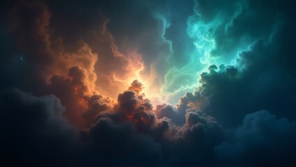 Poster - a captivating view of the sky with mesmerizing clouds that have orange and blue colors