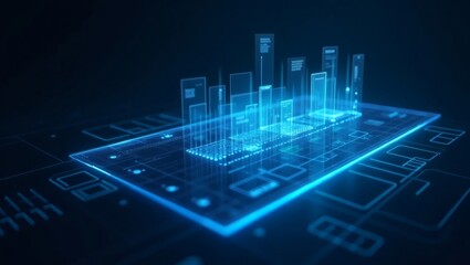 Poster - a digital city skyline graphic glowing with futuristic technology, representing data, and connectivity