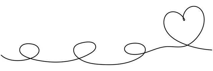 Poster - Heart shape continuous line drawing. Love linear symbol. Vector illustration isolated on white.