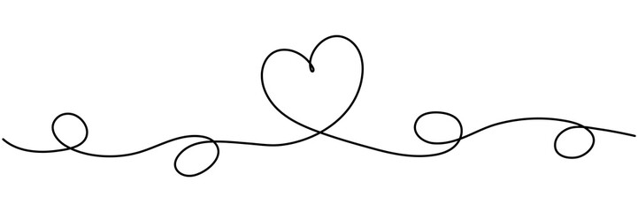 Poster - Heart shape continuous line drawing. Love linear symbol. Vector illustration isolated on white.