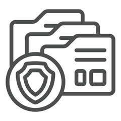 Poster - Data secure folder line icon, data protection concept. Vector graphics. Safety shield, emblem with file folders sign on white background, outline style icon for mobile or web design.