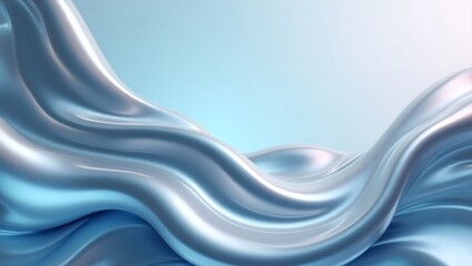 Aufkleber - a flowing, glossy, silver satin fabric. The fabric is draped in graceful waves, illuminated with light, creating a fluid and elegant effect