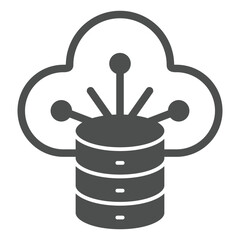 Poster - Disks array cloud storing solid icon, data sharing concept. Vector graphics. Uploading files, data sign on white background, glyph style icon for mobile or web design.