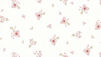 Poster - a delicate pattern of pink and purple flowers scattered elegantly. The blossoms exude a sense of softness and grace